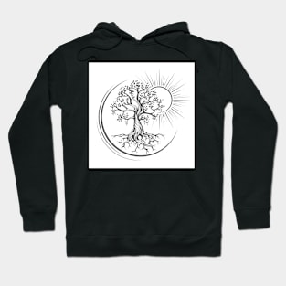 Tree of Life Esoteric Tattoo Drawn in Engraving Style Hoodie